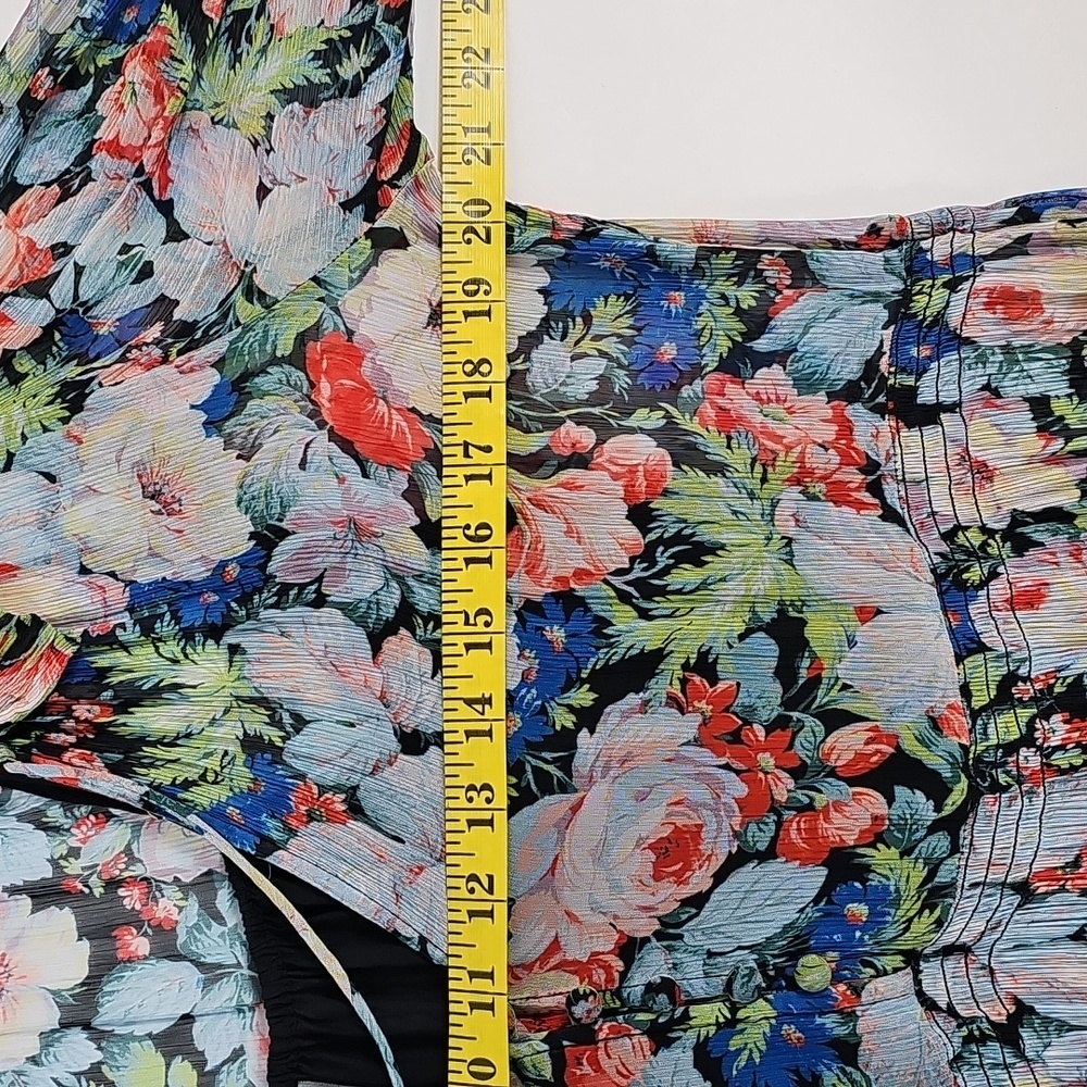 Anthropologie The Marais Printed Chifron Maxi Dress Pleated Long Sleeve Floral S - Picture 14 of 16
